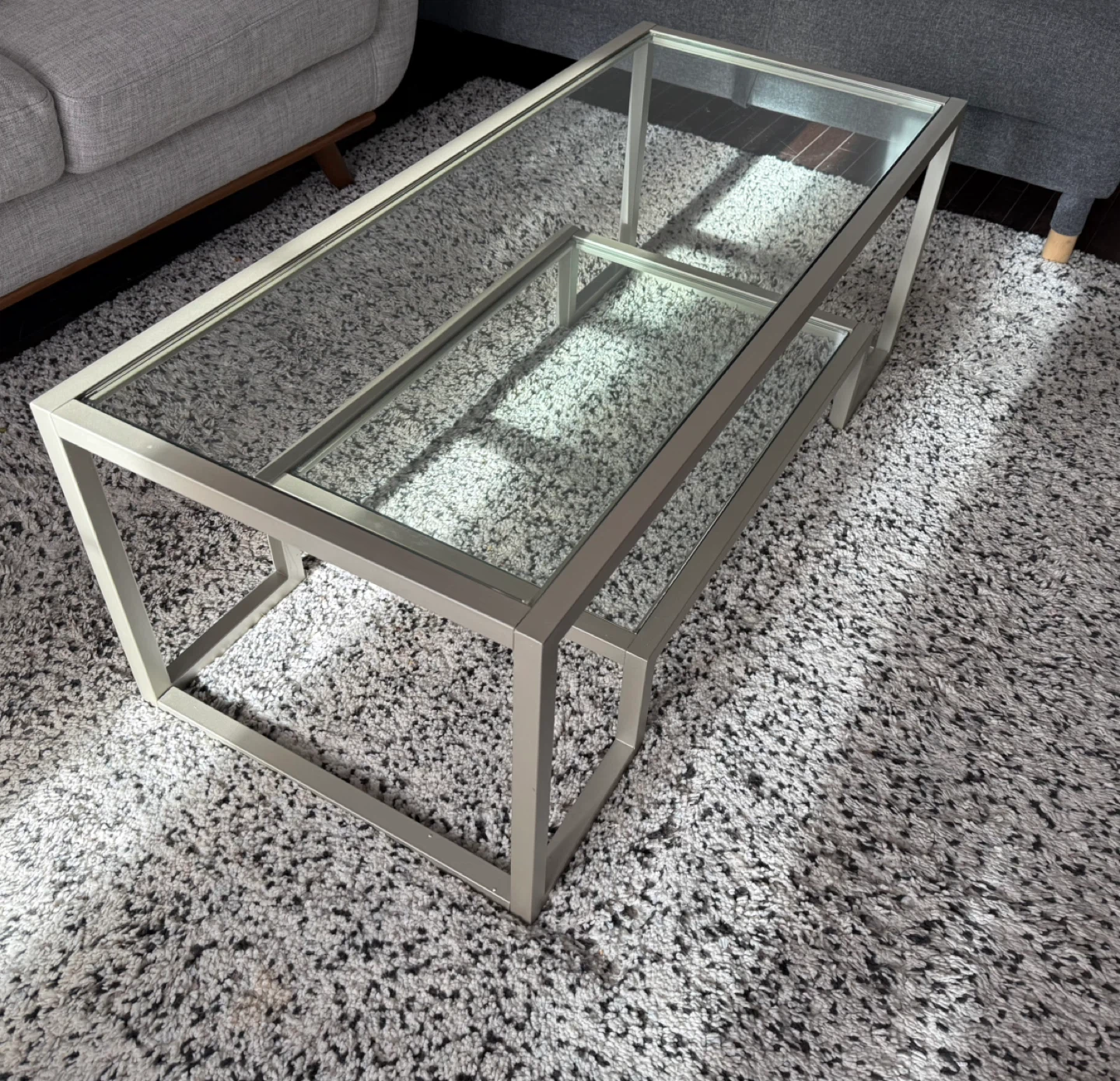 Glass Top Coffee Table with Shelf