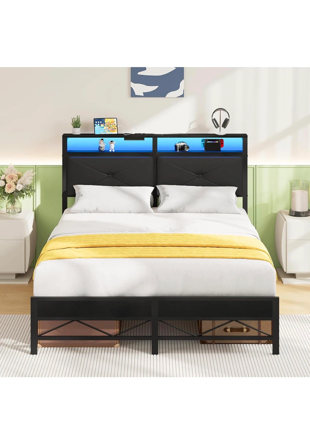 Full Size PU Leather Headboard w/ LED Light - photo 2