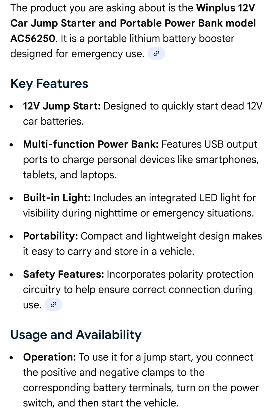 Winplus 12V Car Jump Starter & Portable Power Bank - photo 4
