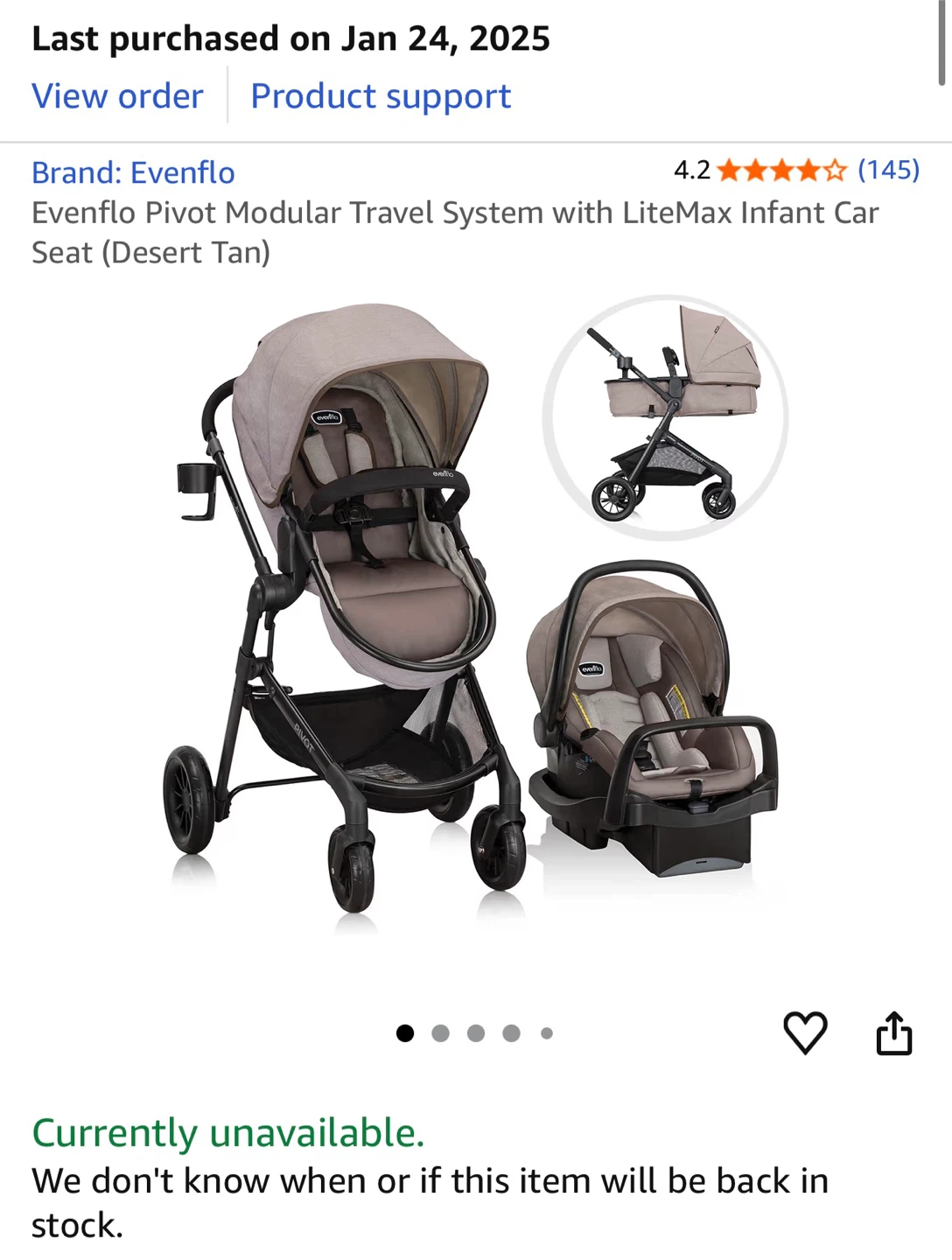 Evenflo Pivot Modular Travel System - Desert Tan