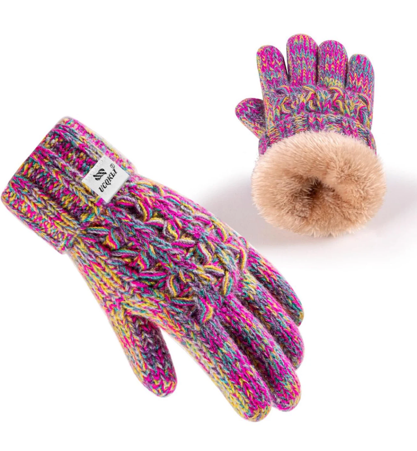 Knitted Girls Gloves - Colorful