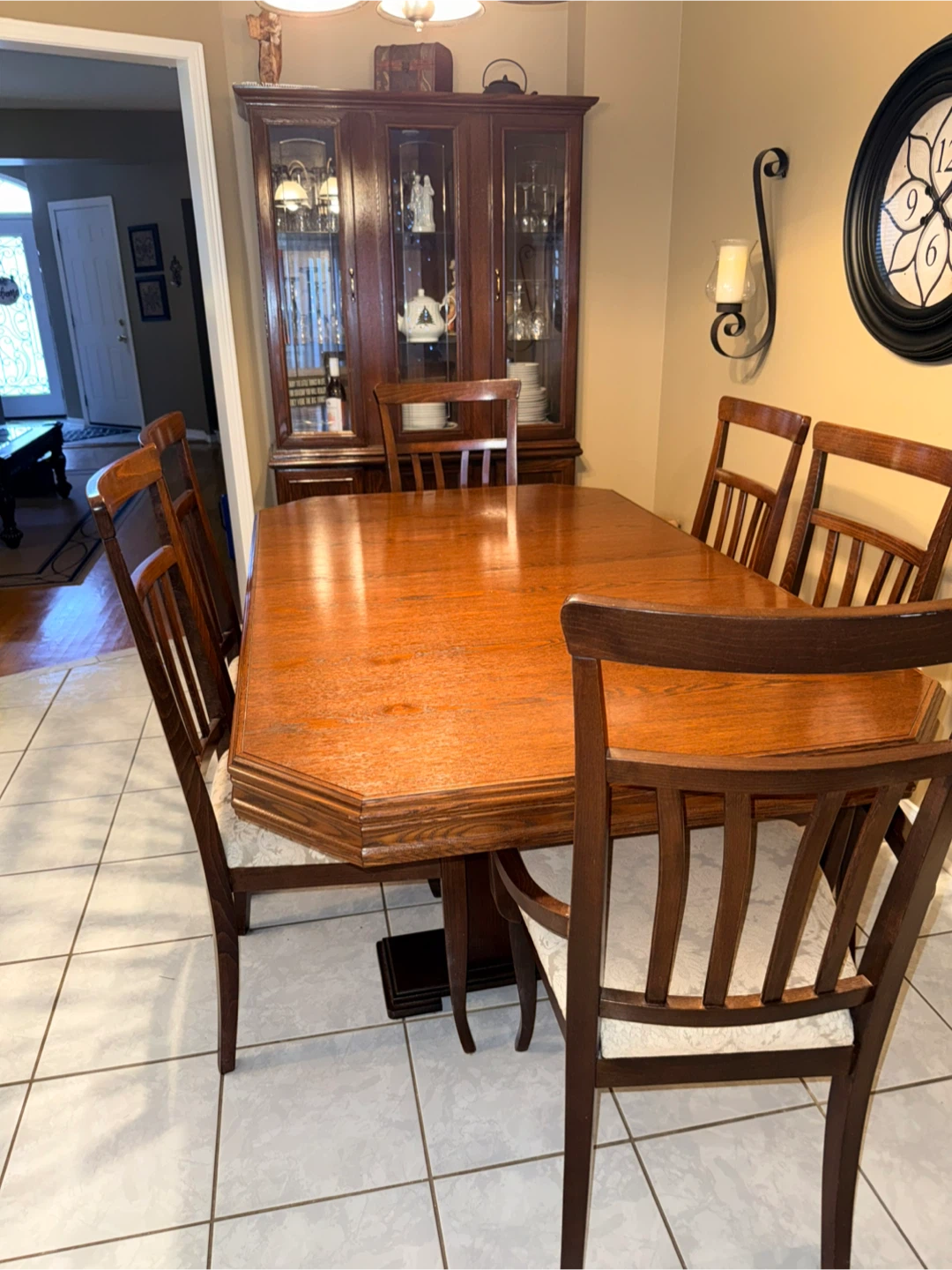 Wooden Dining Table with 6 Chairs
