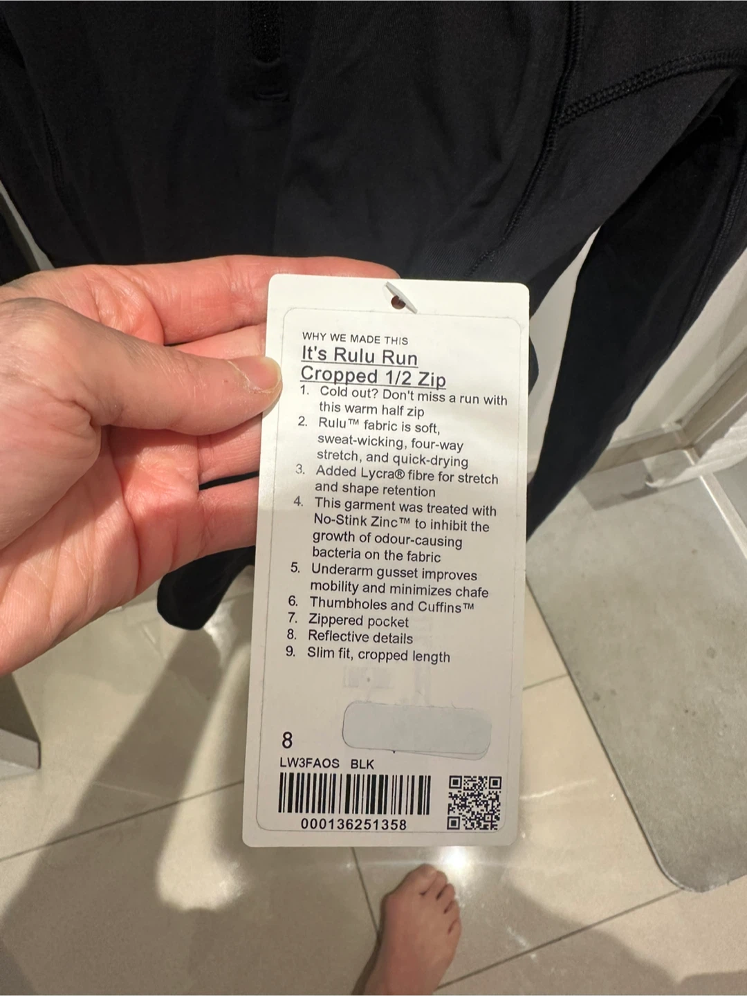 Lululemon It's Rulu Run Cropped 1/2 Zip Black Size 8 - photo 5