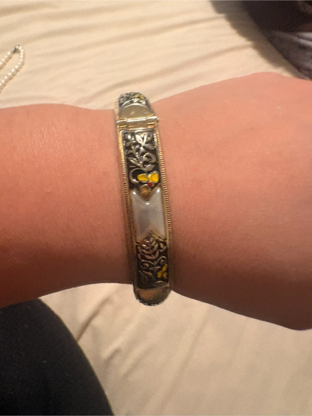 Vintage Floral Italian Bangle Bracelet