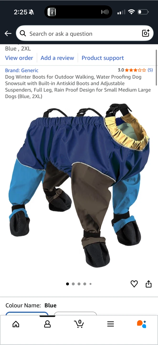 Dog Winter Boots Snowsuit - Blue, 2XL