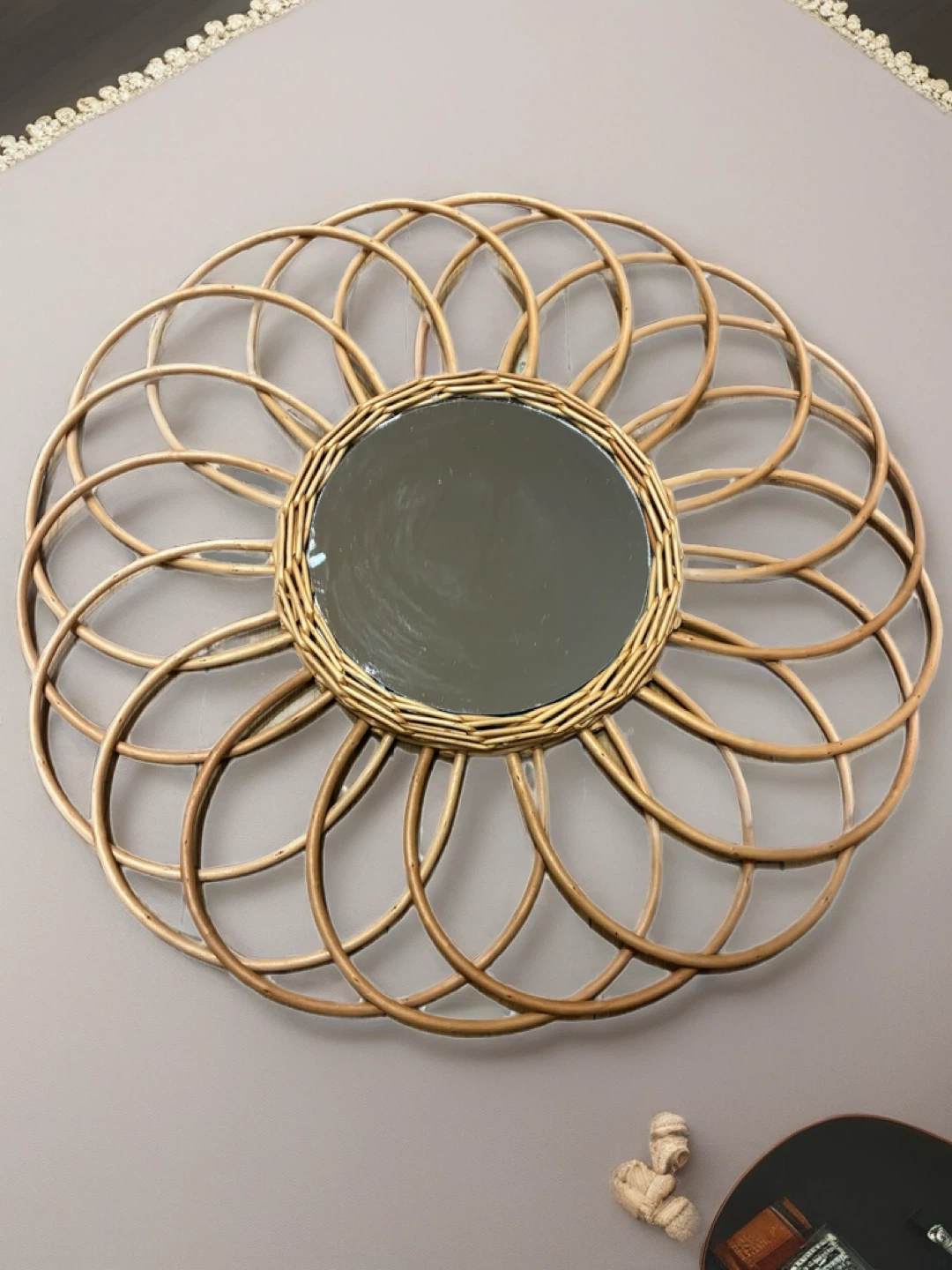 Wicker Flower Mirror