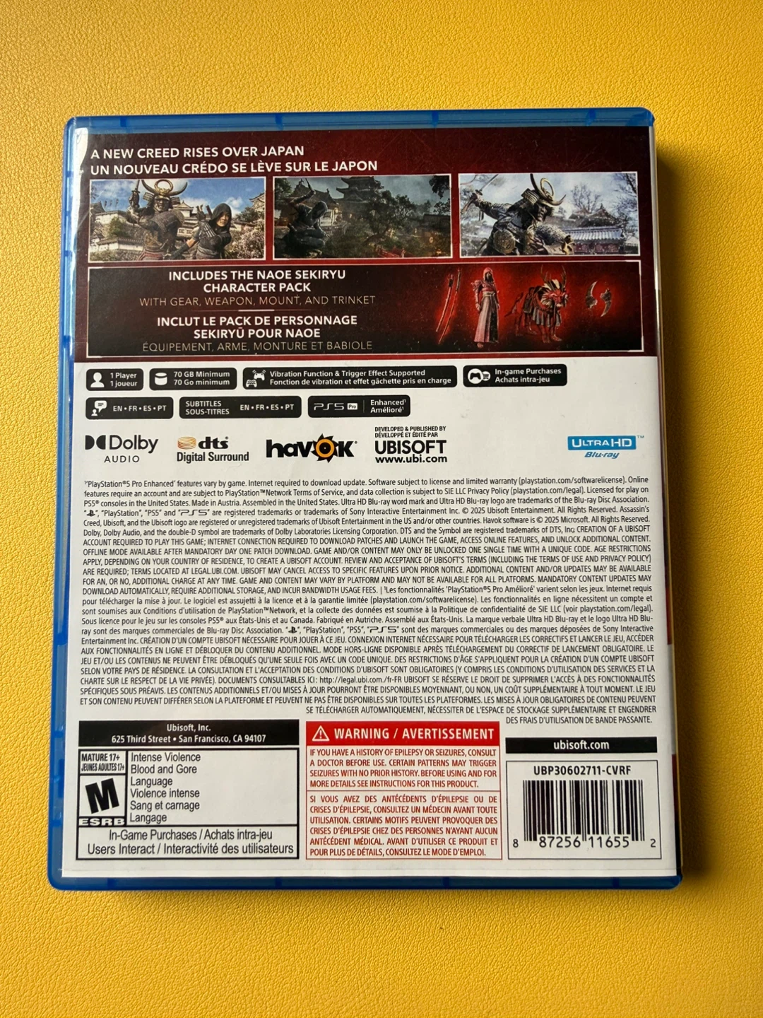 Assassin's Creed Shadows - PS5 Game - plus codes - like new - photo 5