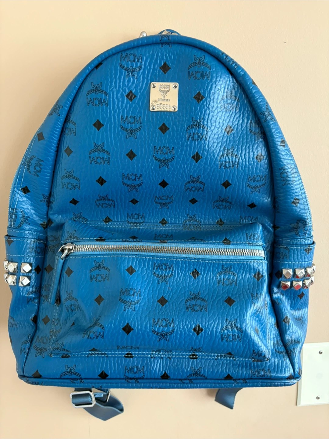 MCM Blue Backpack with Studs