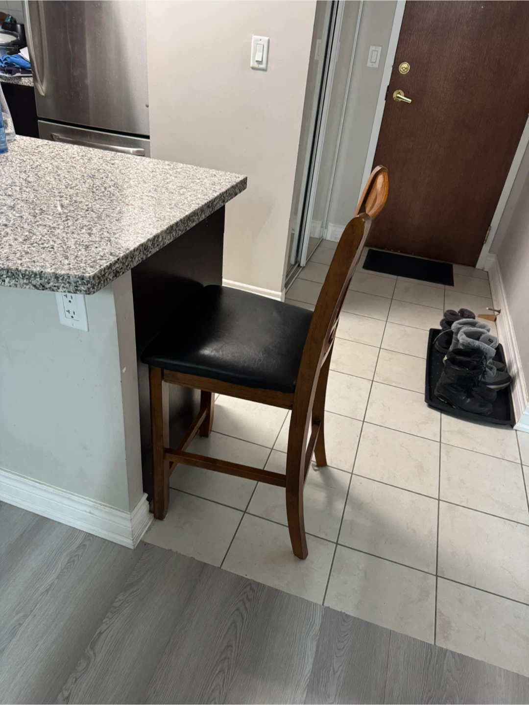 Wooden Bar Stool with Black cushioned Seat - photo 2