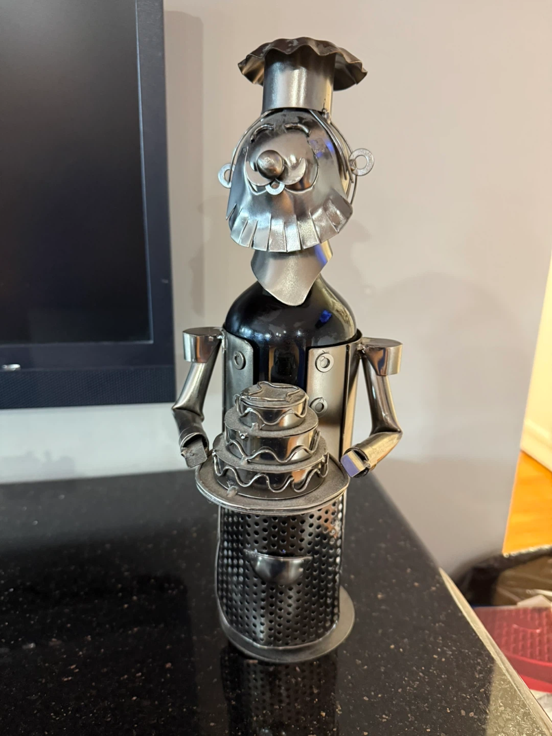 Metal Chef Wine Bottle Holder