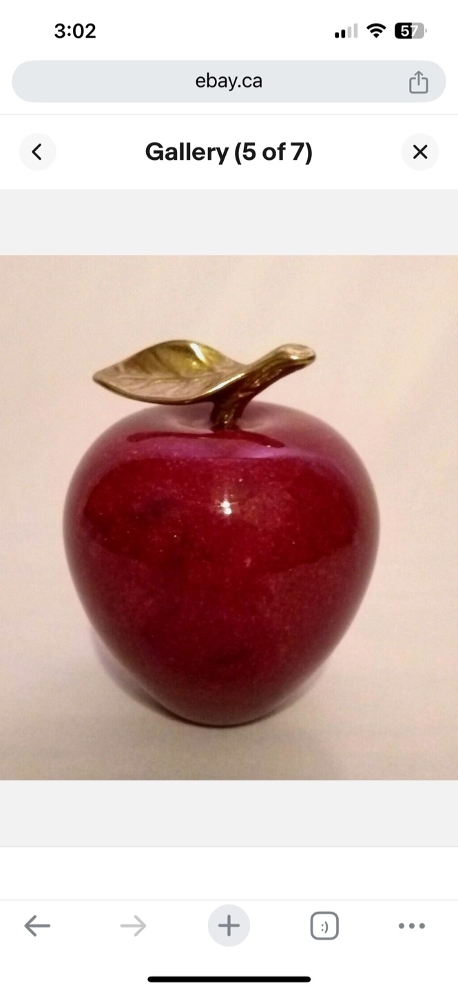 Red Apple Figurine with Golden Leaf - photo 2