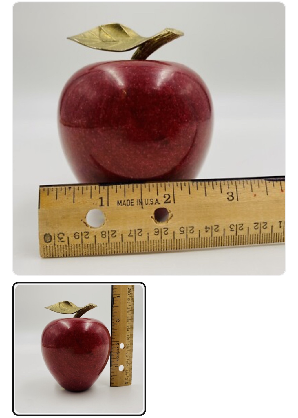Red Apple Figurine with Golden Leaf - photo 5