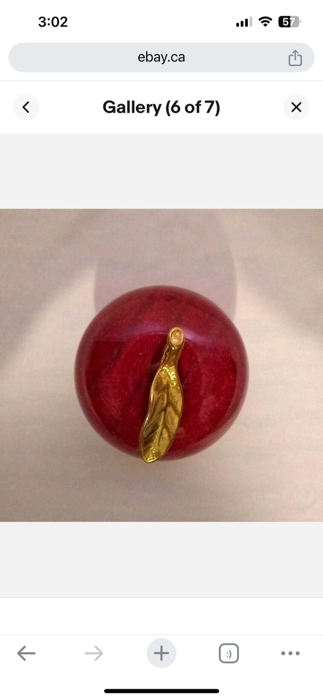 Red Apple Figurine with Golden Leaf - photo 3