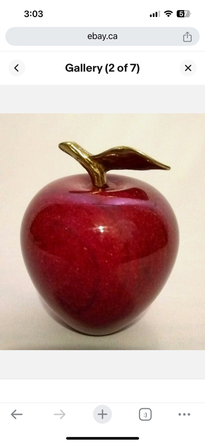 Red Apple Figurine with Golden Leaf - photo 4