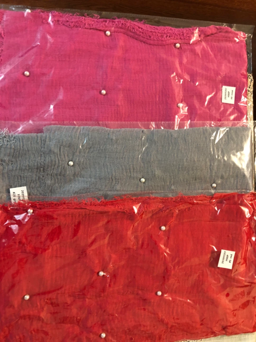 Light Brown/Light Camel Hijab/Shawl/Scarf with Pearls - photo 3