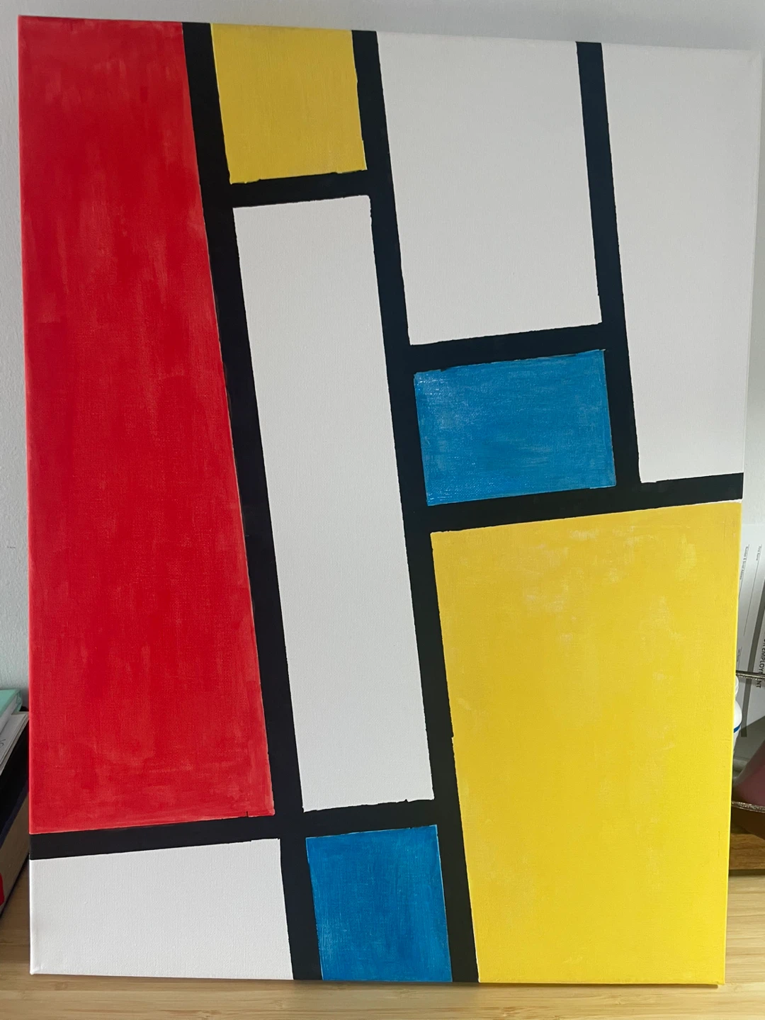 Abstract Geometric Painting - Red, Yellow, Blue, White