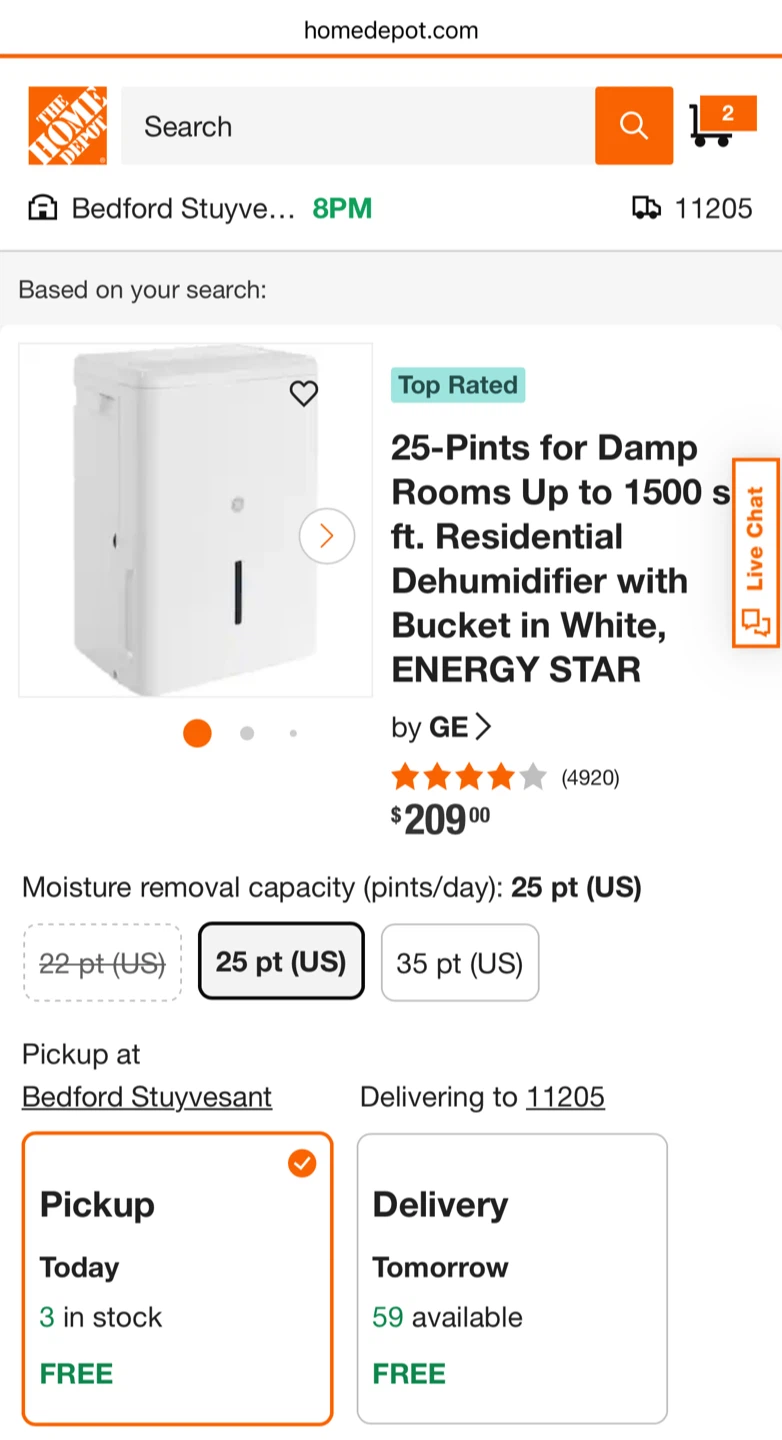 GE Dehumidifier - White