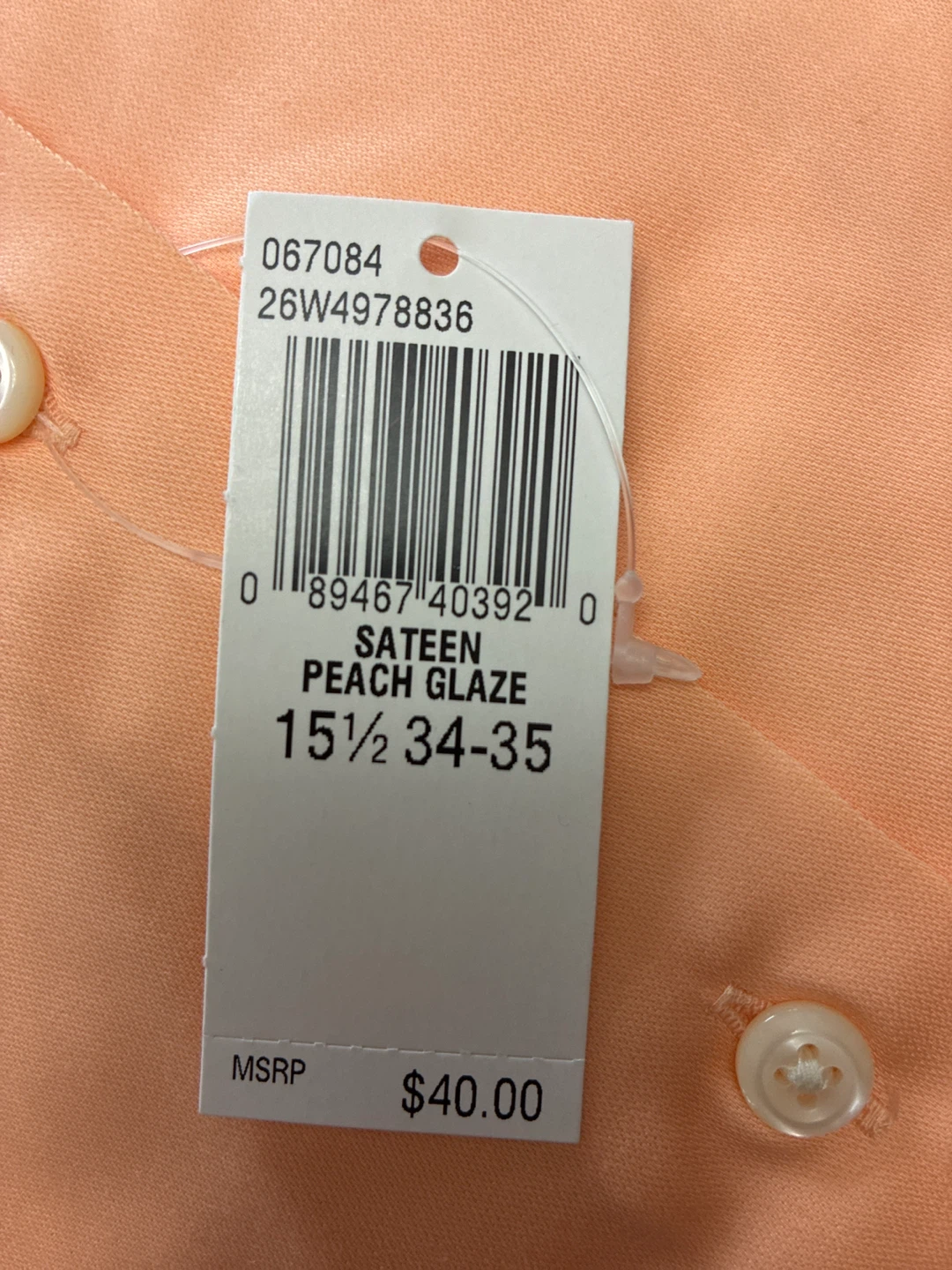 New w tags Men's Arrow Peach Glaze Dress Shirt Size 15 1/2 - photo 3