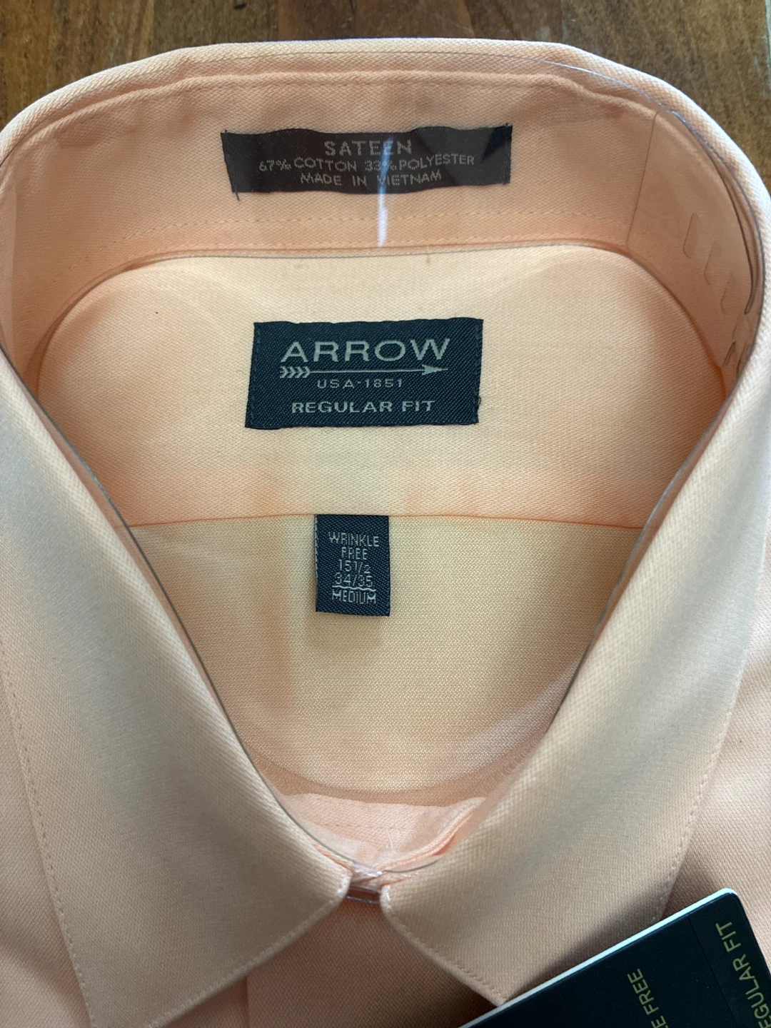 New w tags Men's Arrow Peach Glaze Dress Shirt Size 15 1/2 - photo 2