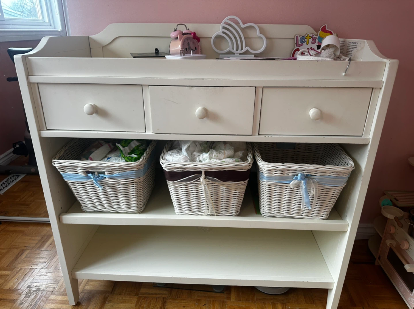 White Changing Table with Baskets