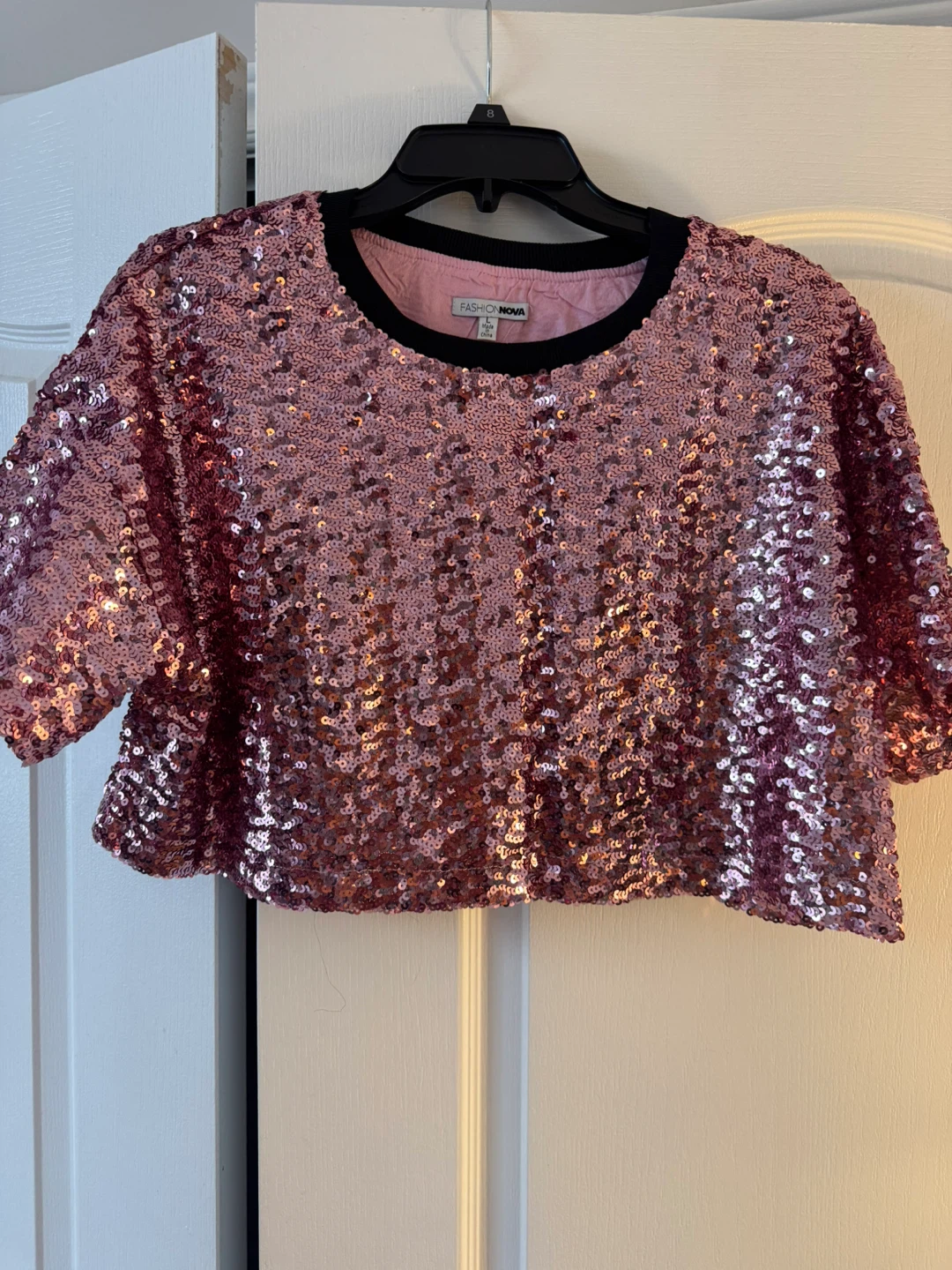Fashion Nova Sequin Crop Top - Size L