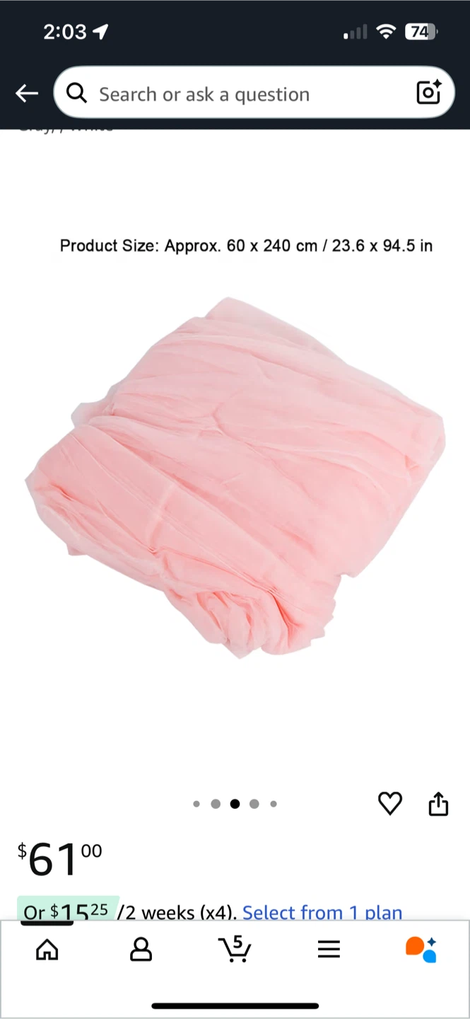 Pink Bed Canopy Netting, 23.6 x 94.5 in - photo 3