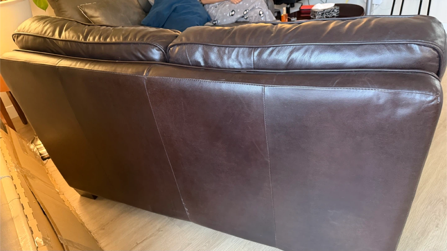 Leather Loveseat - Brown - photo 2