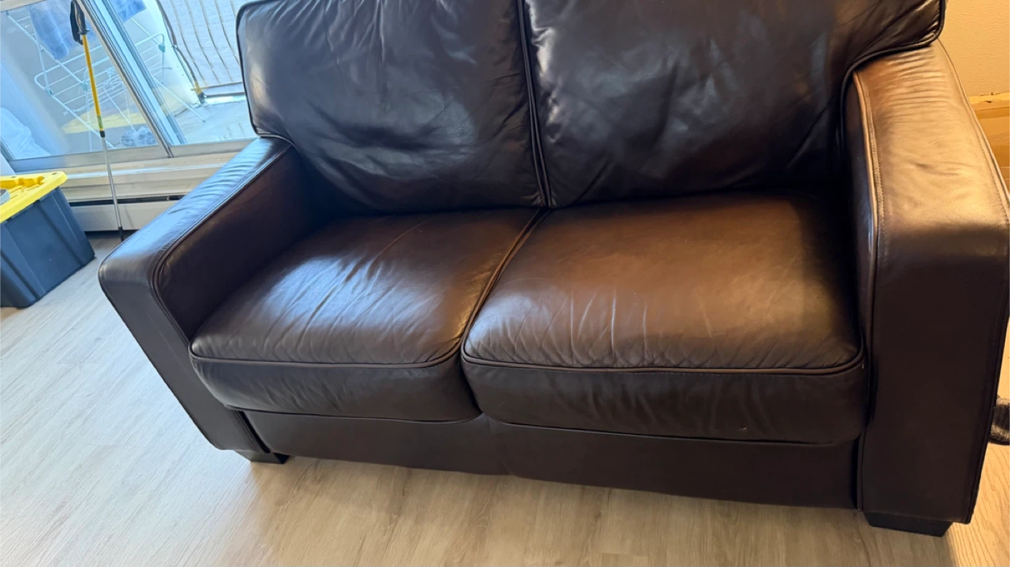 Leather Loveseat - Brown
