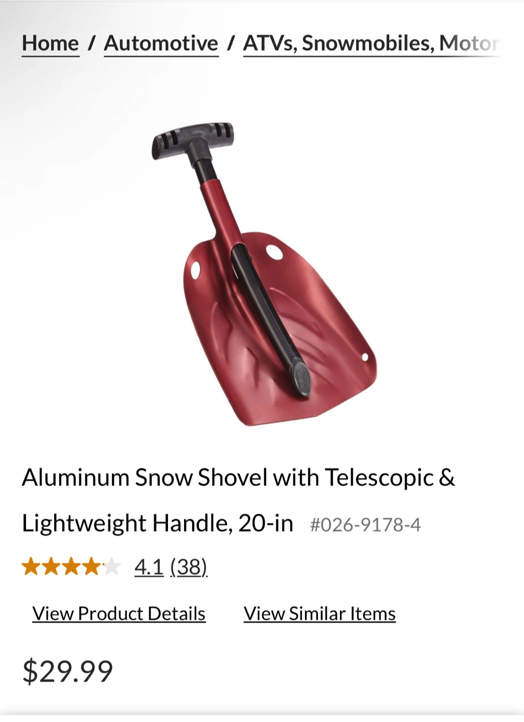 Aluminum Snow Shovel with Telescopic Handle - photo 3