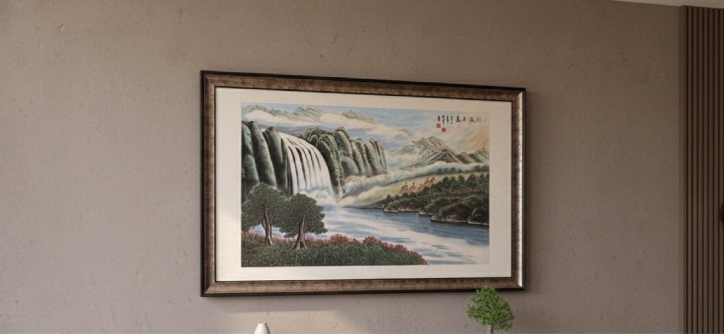 Framed Waterfall Landscape Art