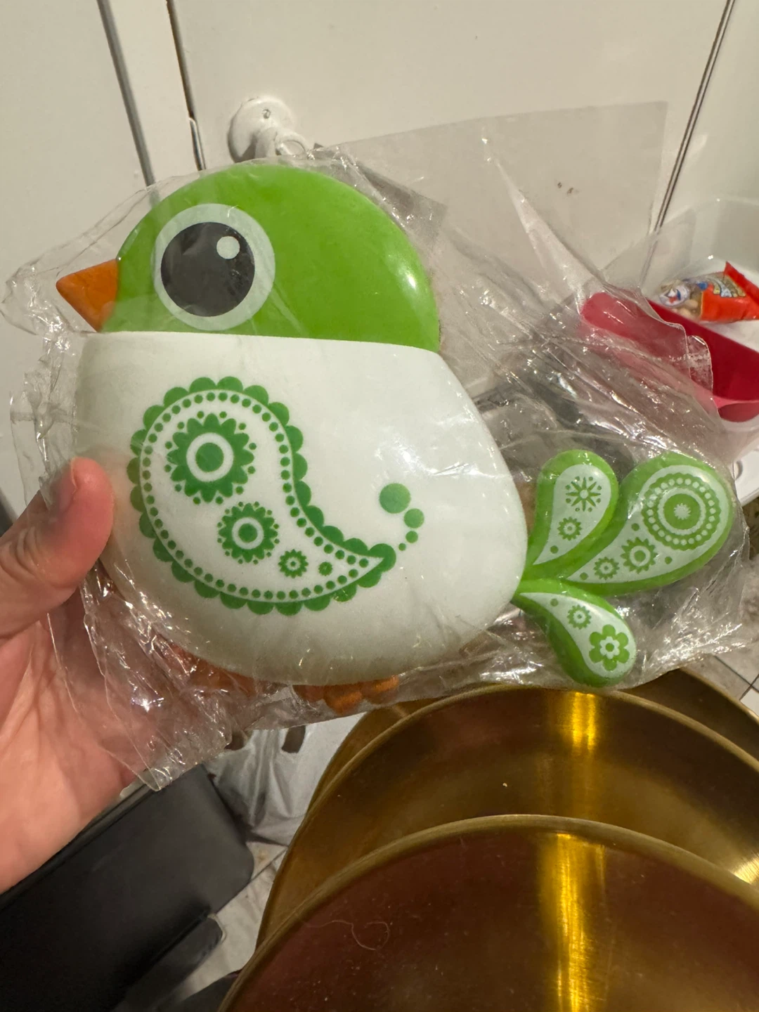 Bird-Shaped Suction Cup Holder - Green & White