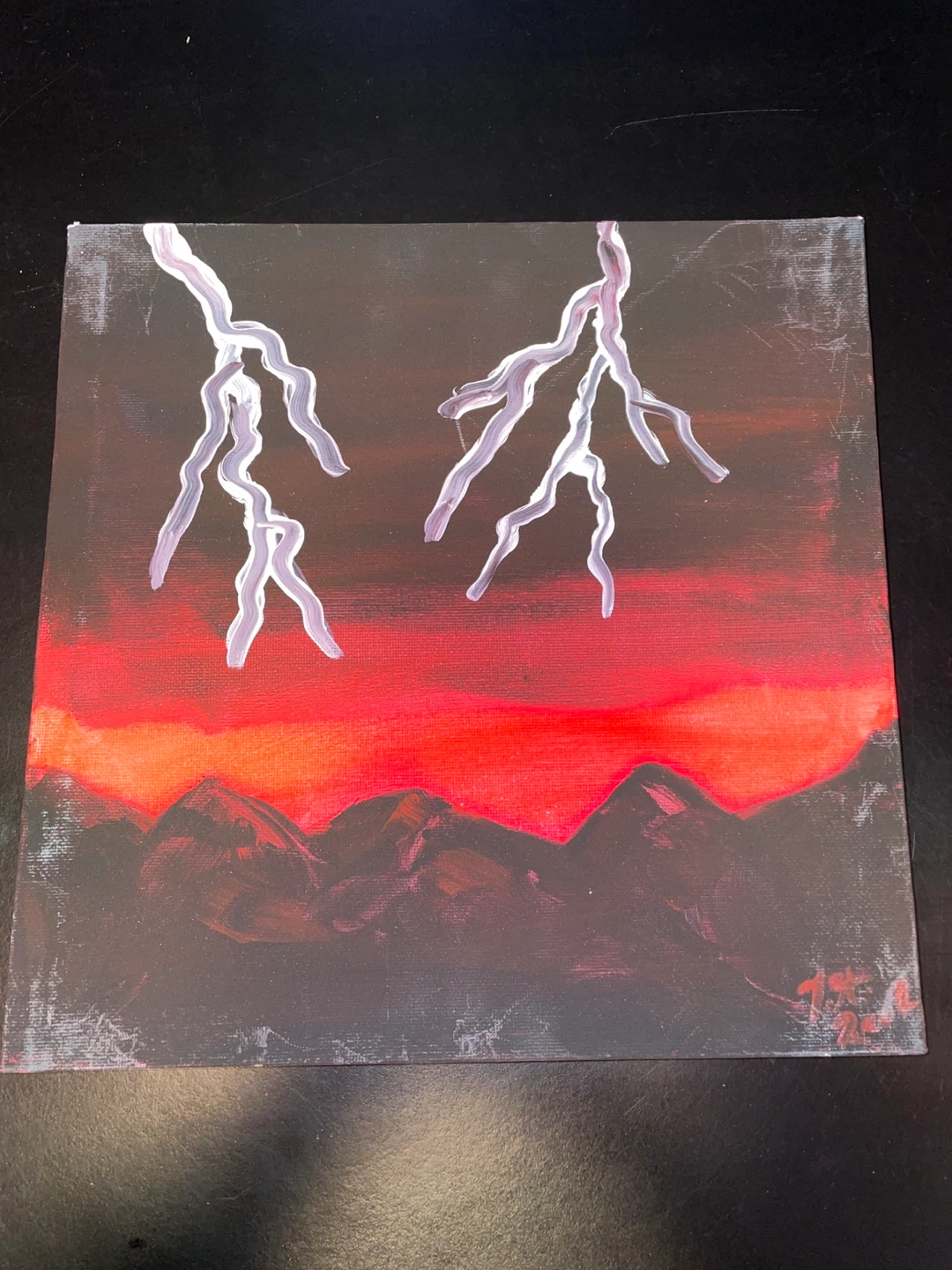 Original Lightning Mountain Canvas Art