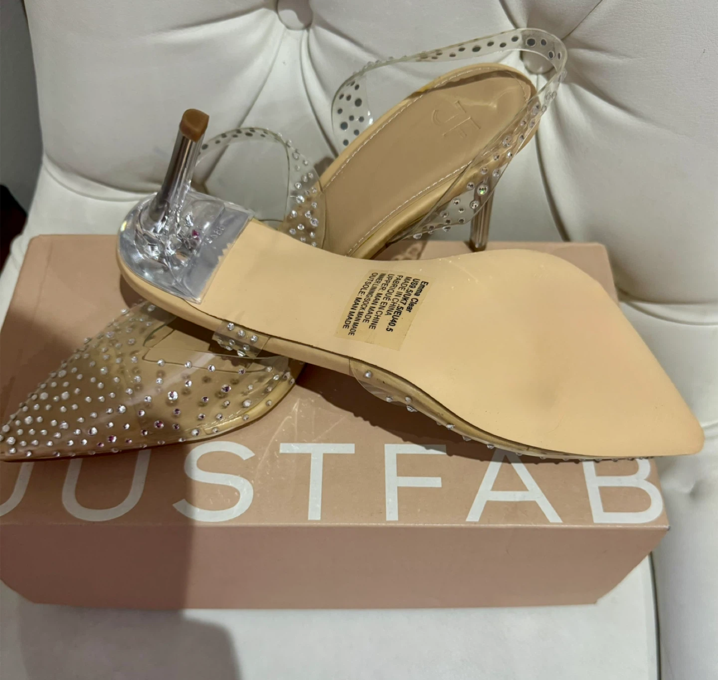 JustFab Emma Clear Embellished Pumps - Size 9.5 - photo 2