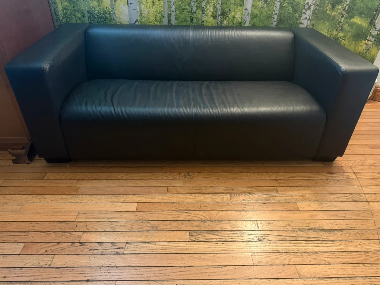 IKEA Black Faux Leather Sofa – Exceptional Condition