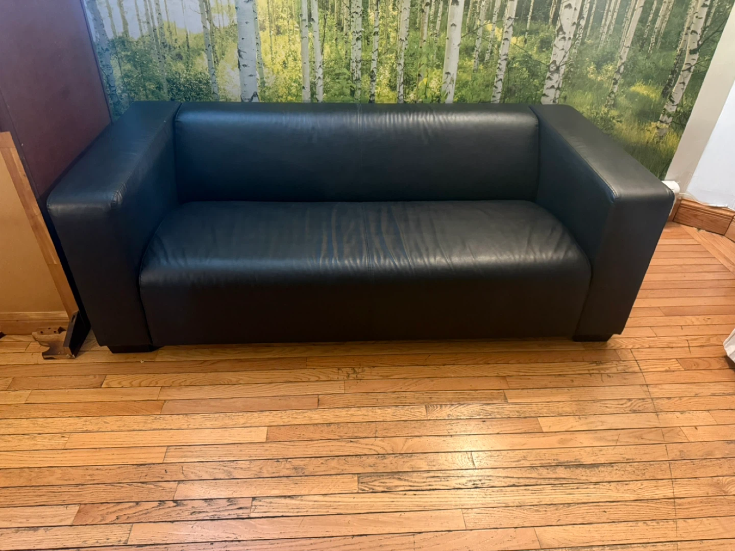IKEA Black Faux Leather Sofa – Exceptional Condition - photo 2