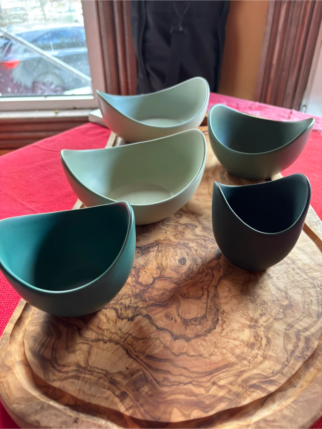 Set of 5 Nesting Bowls - Green Tones