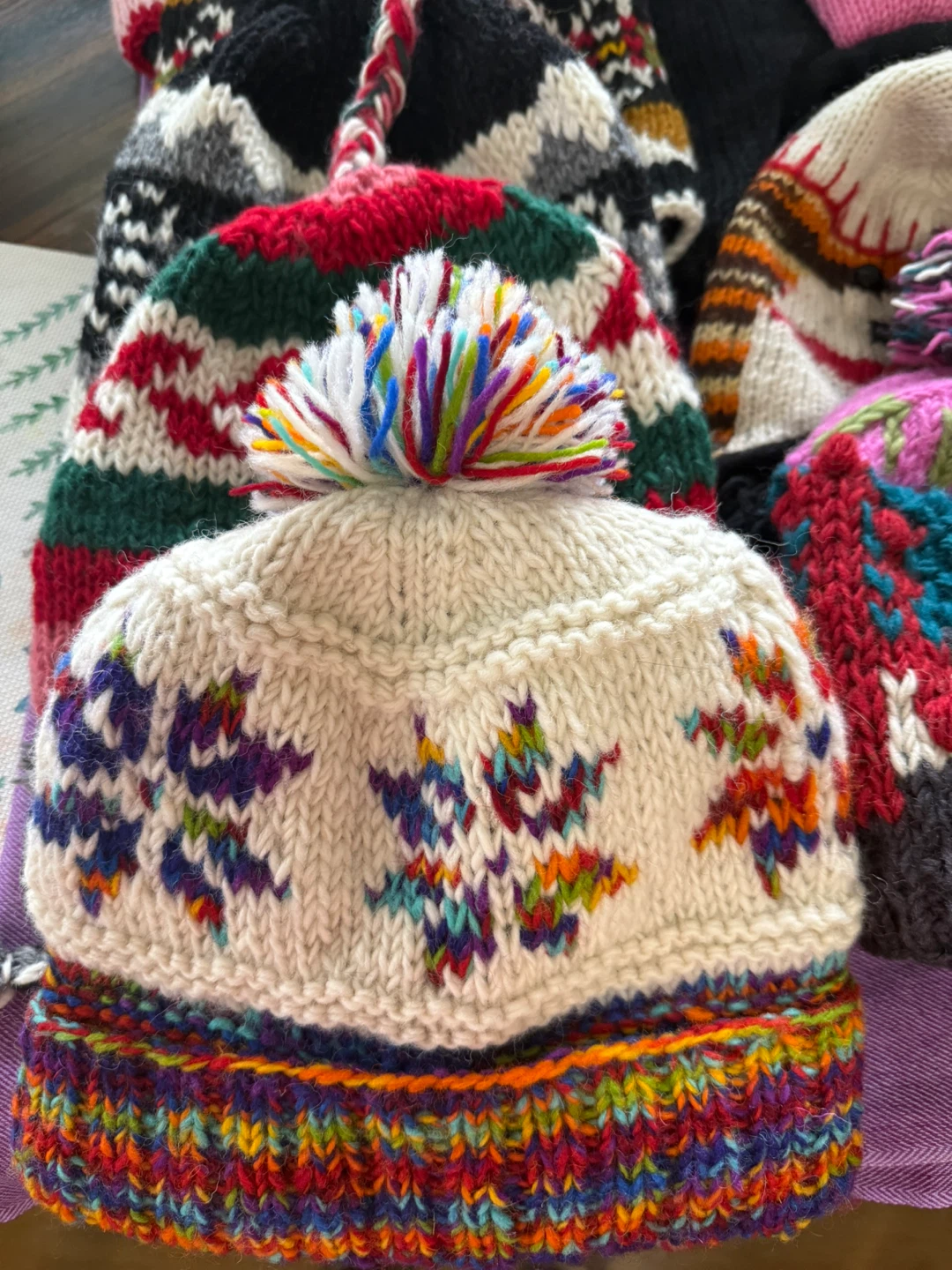 Hand-Knitted knitted caps with fleece inside - photo 2