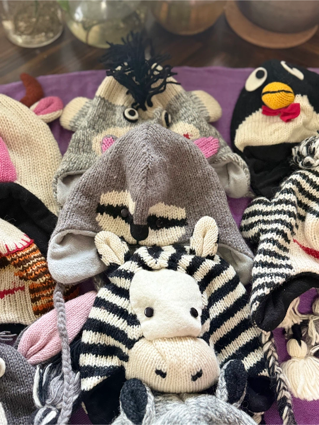 Hand-Knitted knitted caps with fleece inside