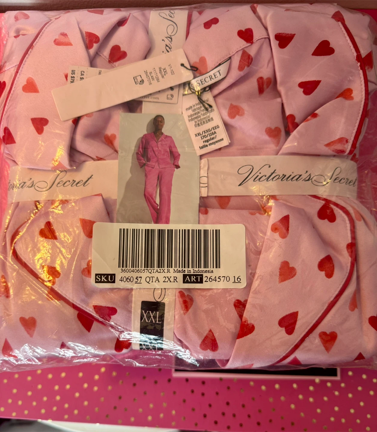 Victoria's Secret Pink Heart Pajamas - XXL (New)