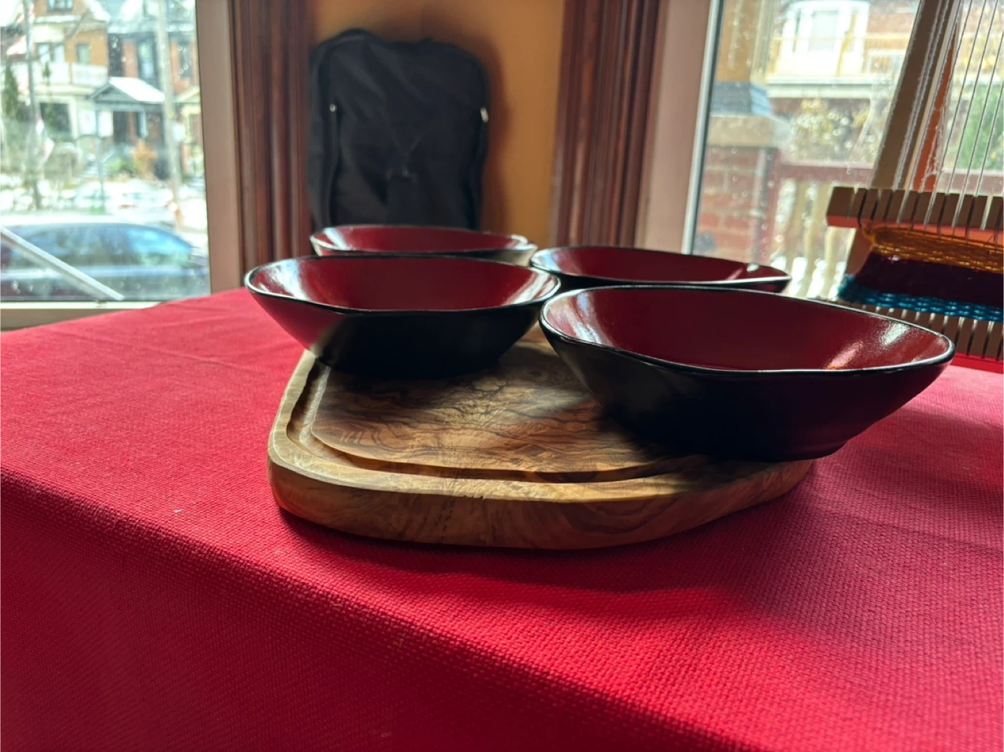 Set of 4 Red and Black Bowls - photo 2