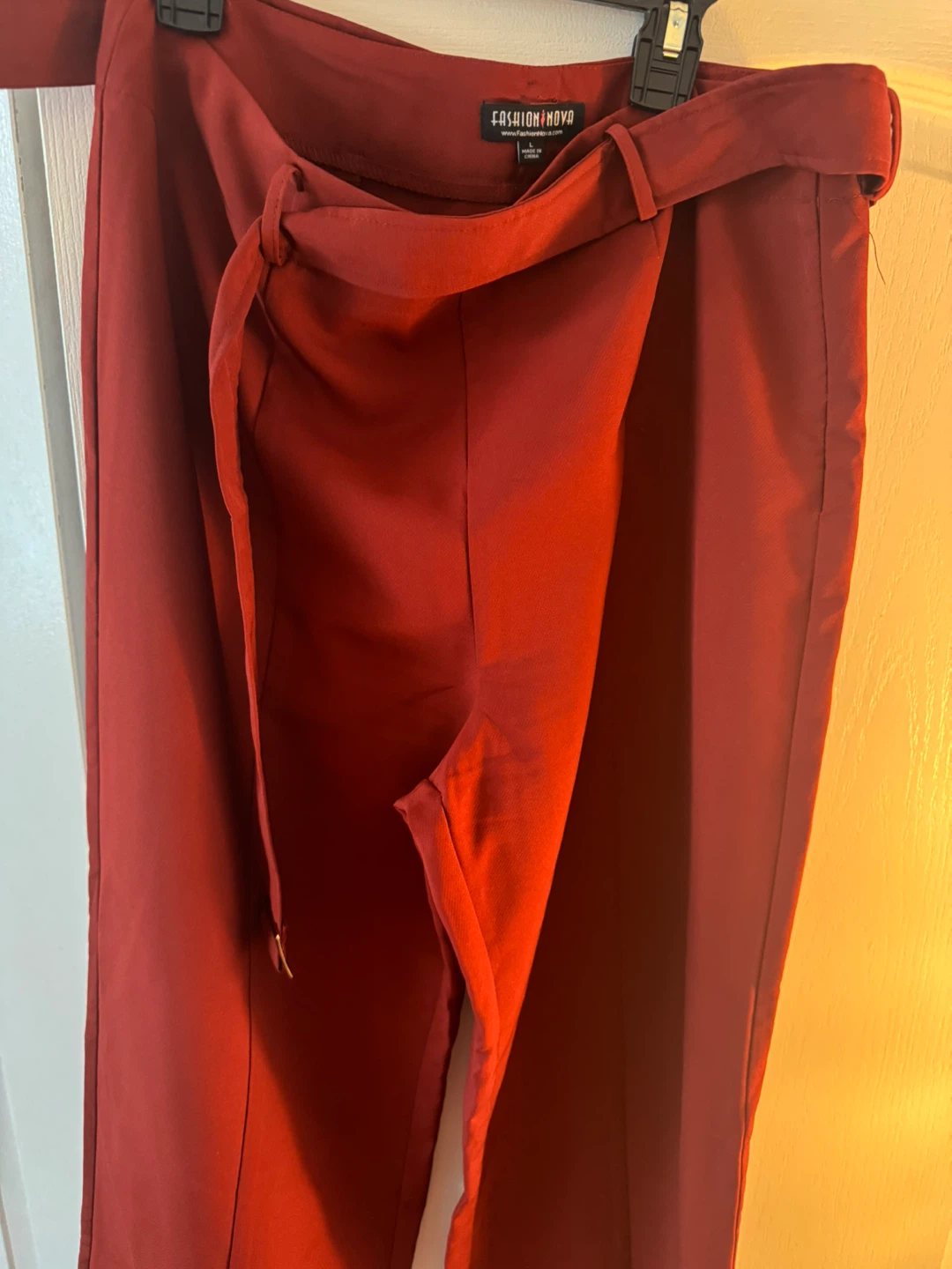 Fashion Nova Burgundy Wide Leg Pants - Size L - photo 2
