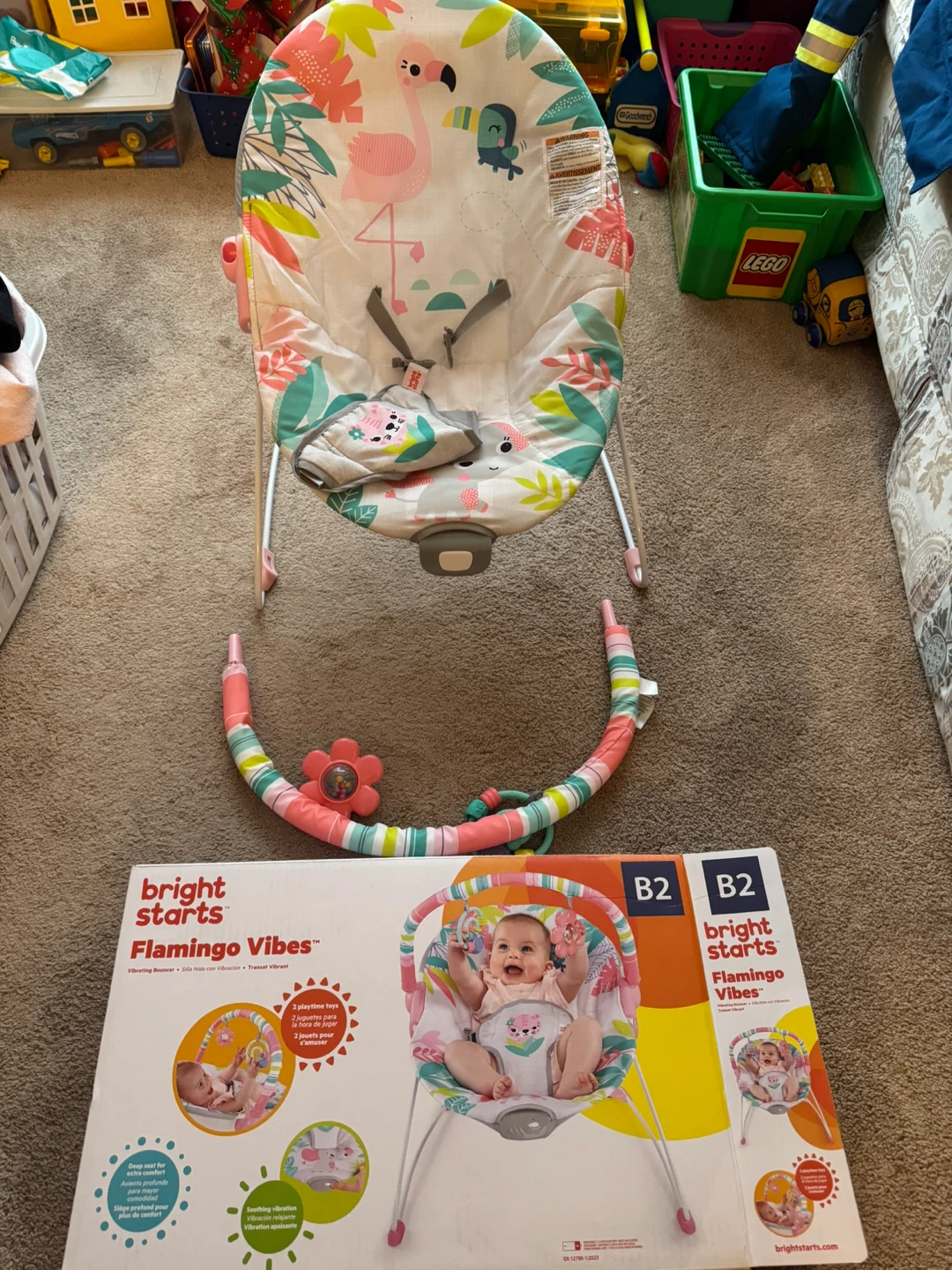 Bright Starts Flamingo Vibes Vibrating Bouncer