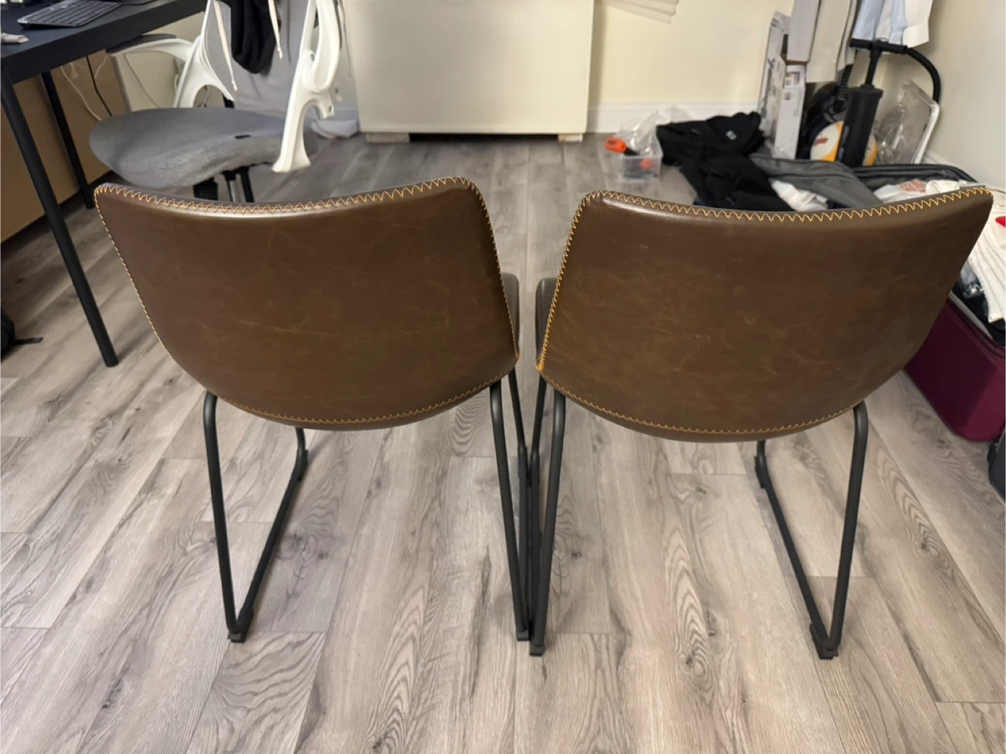 Brown Leather Dining Chairs - Set of 2 - photo 2
