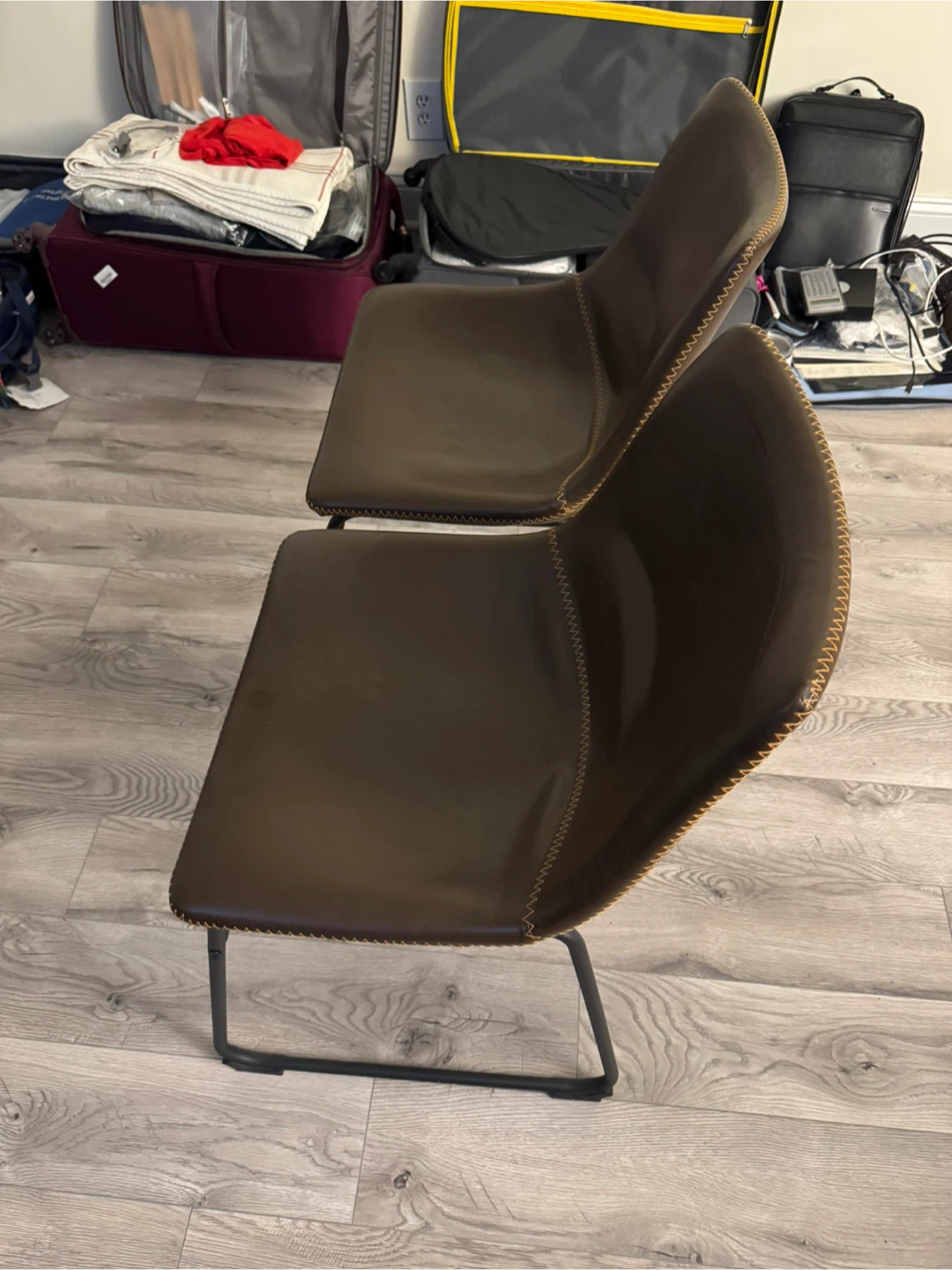 Brown Leather Dining Chairs - Set of 2
