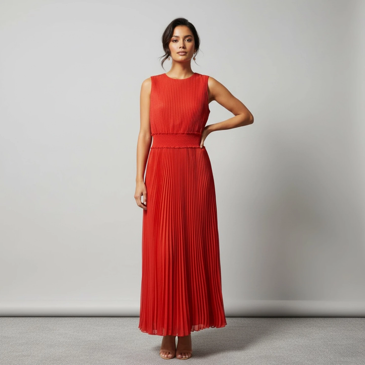 Forever New Red Pleated Maxi Dress