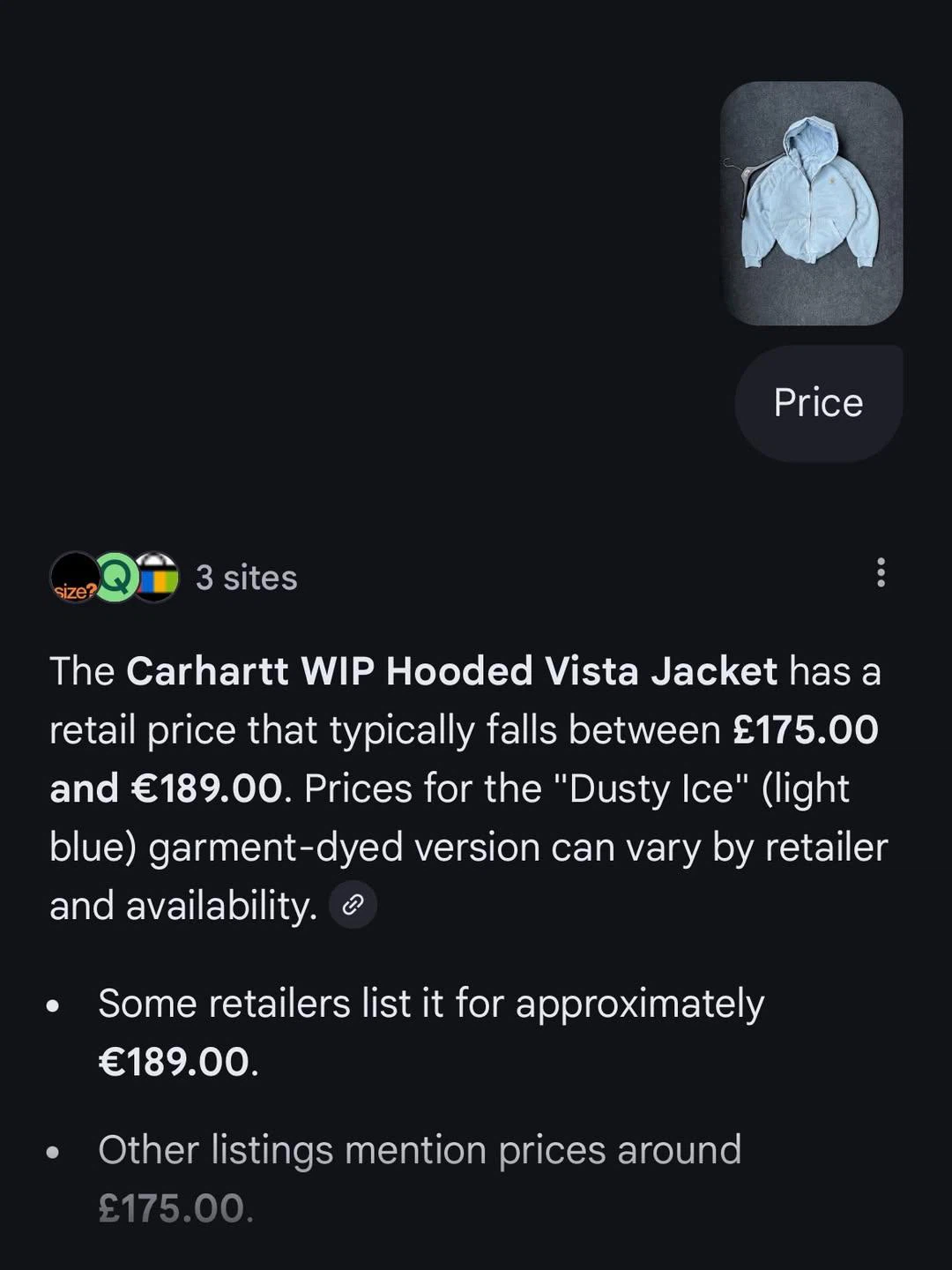 Carhartt WIP - Hooded Vista Garment Dyed Dusty Ice - Jacket - photo 2
