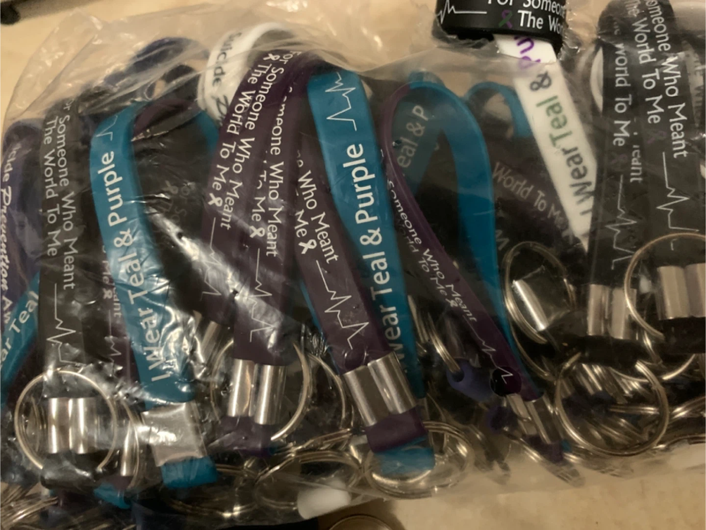 Teal & Purple Suicide Prevention Keychains - photo 2
