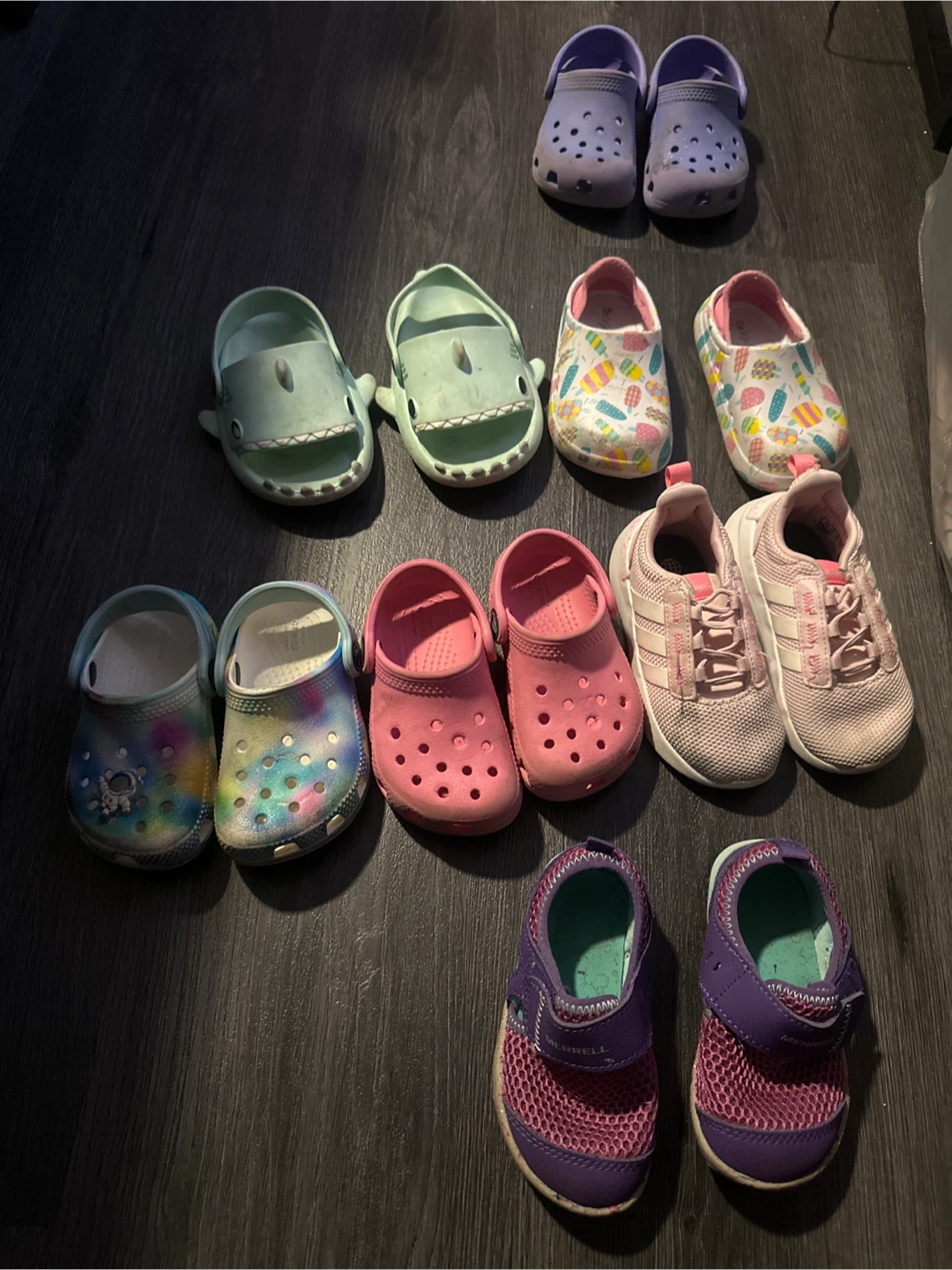 Assorted Toddler Shoes size 5-8 toddler. Crocs, Adidas, Merrell