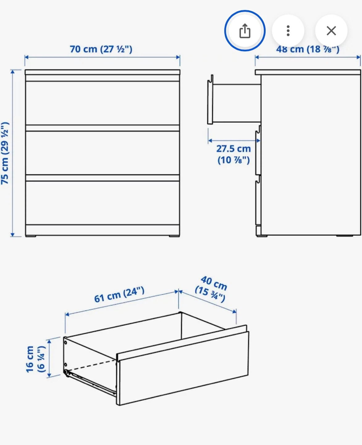 IKEA Malm 3-Drawer Dresser - White - photo 2