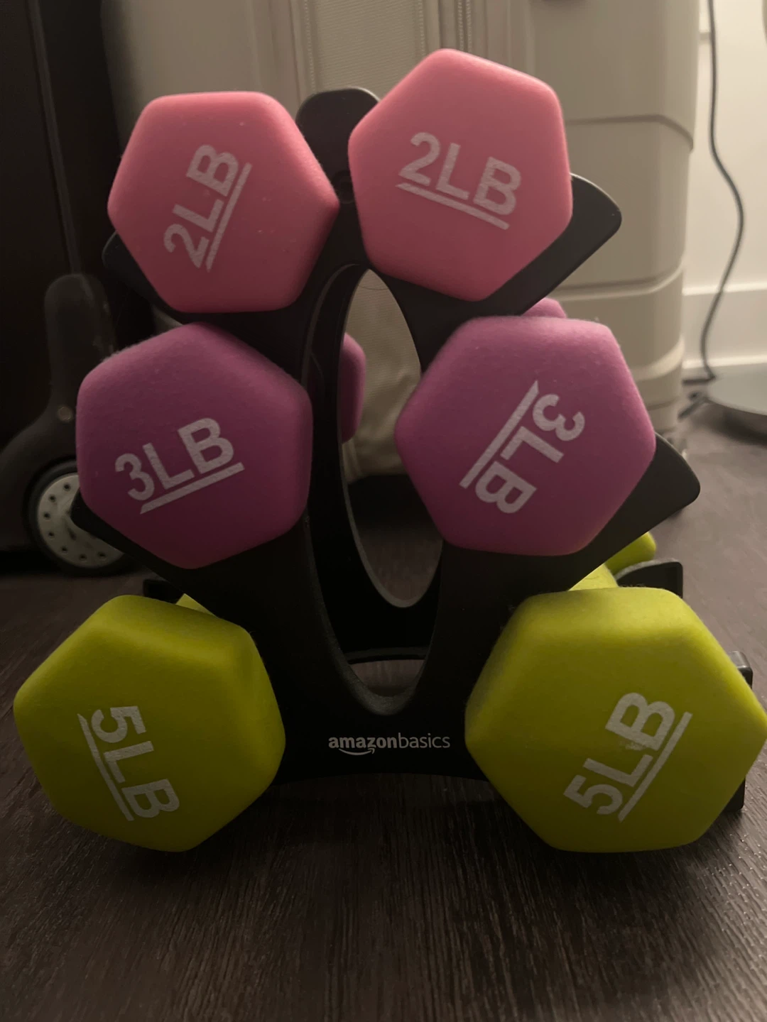 AmazonBasics Dumbbell Set with Rack - 2lb, 3lb, 5lb